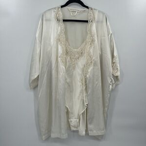 Vintage Victoria‎ Secret Satin Beaded Teddy Hi Cut Leg Size Medium Robe Wedding